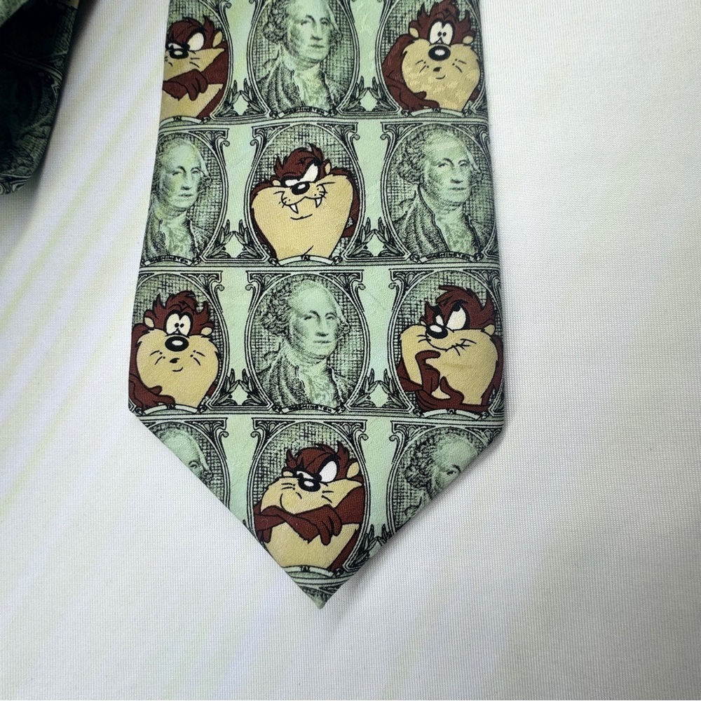 Looney Toons Tazmanian Devil Taz Dollar Bill Vintage Collectible Tie - Picture 3 of 7
